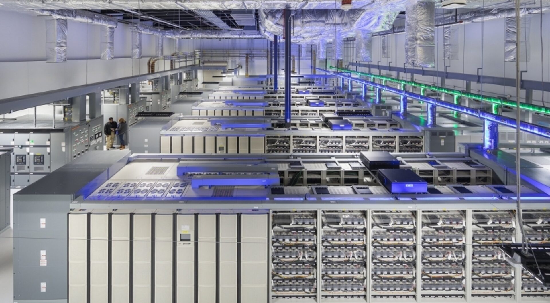 Data center hall with power and cooling infrastructure